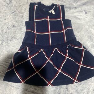 Beautiful jumper navy just put a onesie and she is ready to cooler days